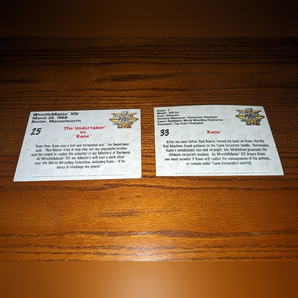 Undertaker Kane WWF Wrestlemania Live! 4" x 6" PhotoCards Set - Picture 2 of 2